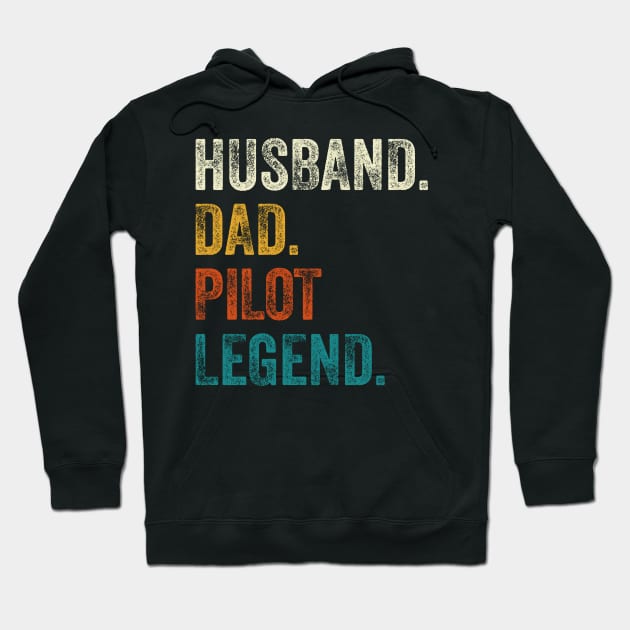 Husband Dad Pilot Legend Retro Vintage Hoodie by DragonTees